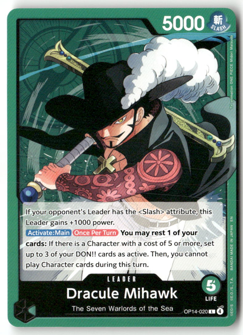 Dracule Mihawk L The Azure Sea's Seven OP14-020 NM