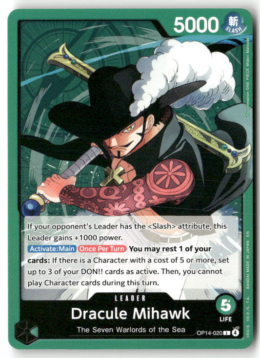 Dracule Mihawk L The Azure Sea's Seven OP14-020 NM