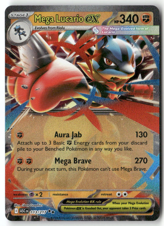 Mega Lucario ex Double Rare ME: Ascended Heroes 113/217 NM